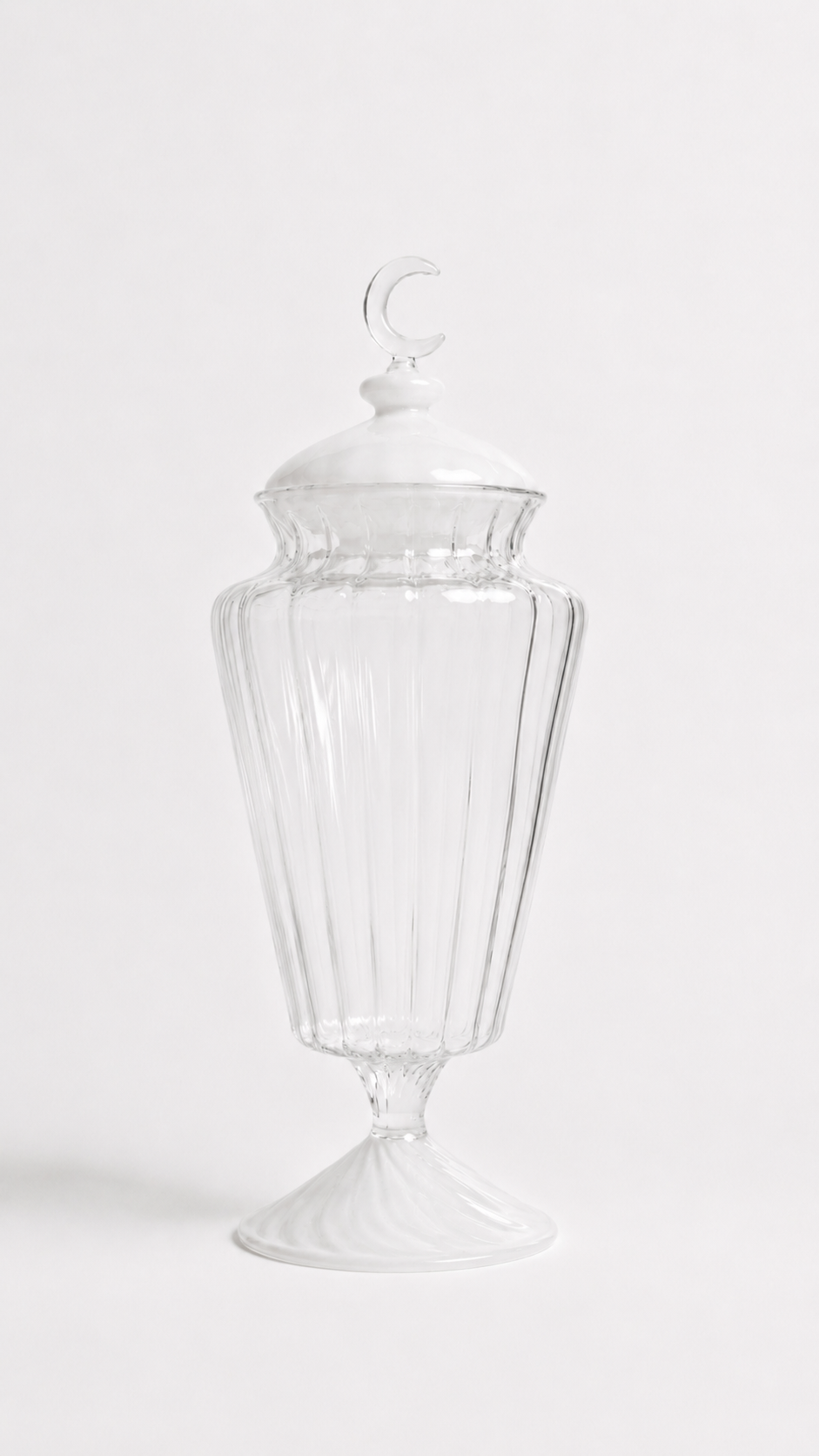 Blown Glass Candy Jar with Clear Crescent Lid