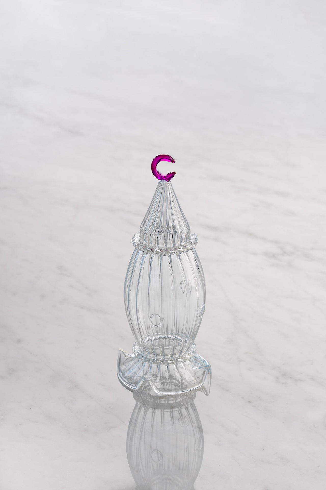 Lantern Fanouss Ramadan - Medium - Clear with fuchsia moon