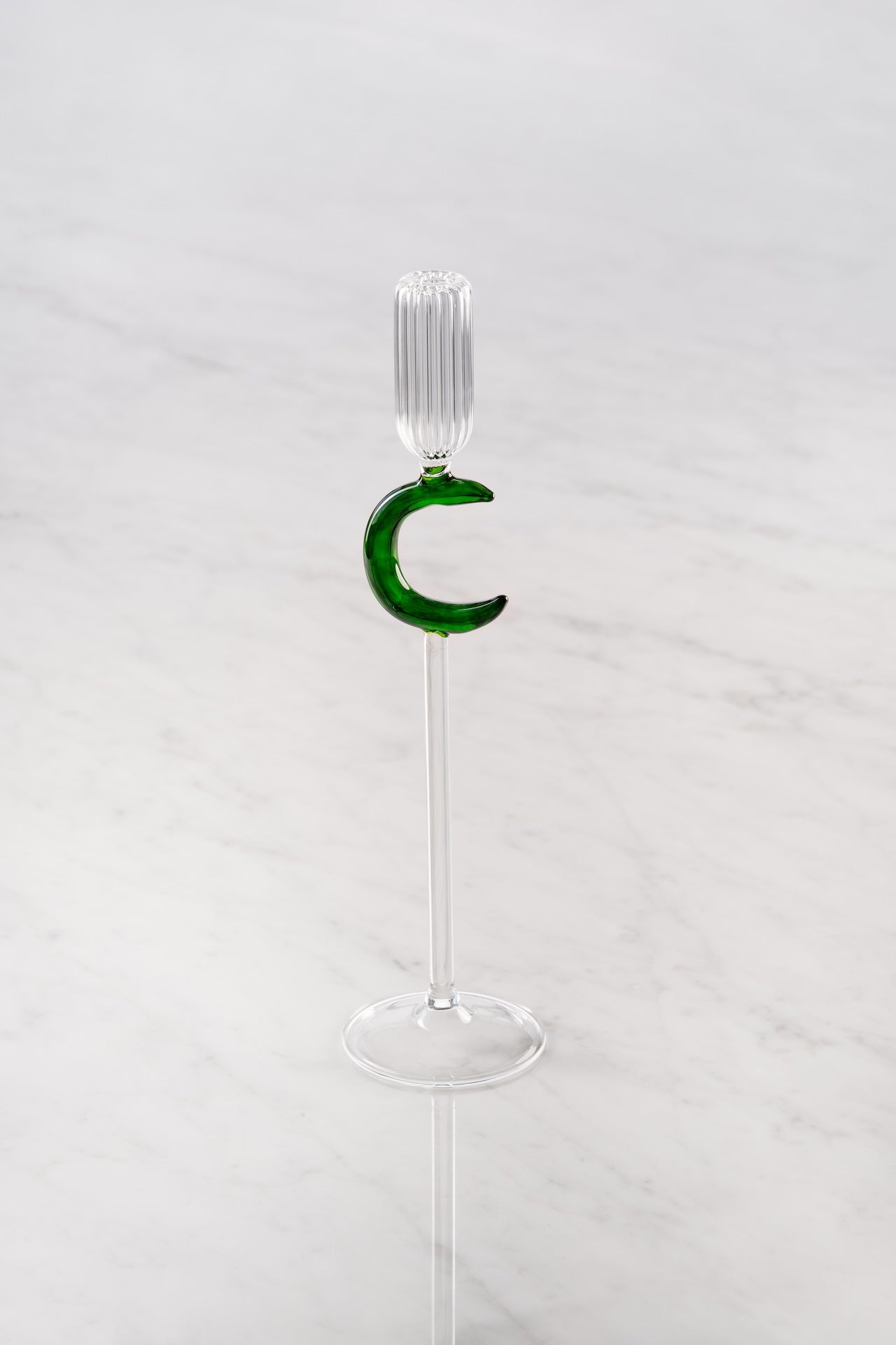 Candleholder with moon, for ultra-skinny candles