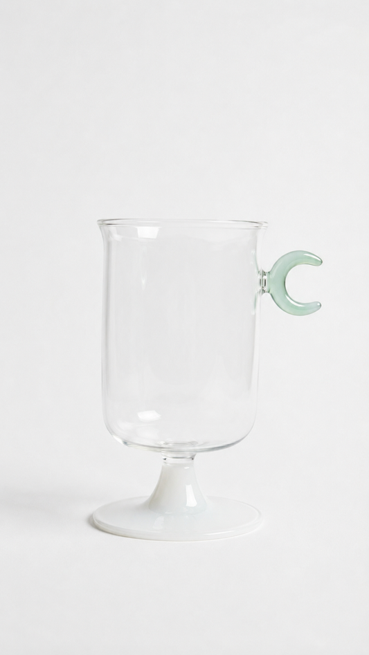 Blown Glass Cup, Green Moon Handle - Ramadan 26