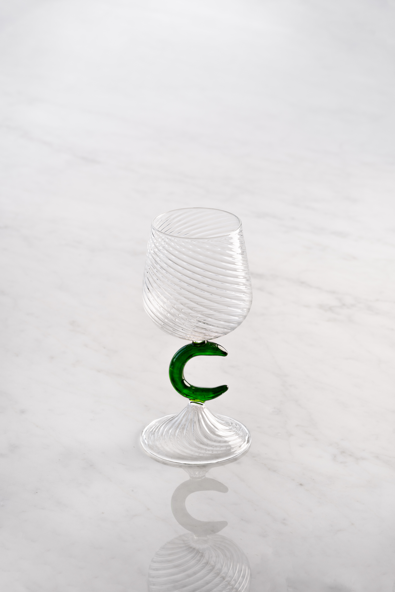 Juice glass with moon - green