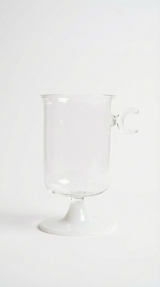 Blown Glass Cup, Clear Moon Handle - Ramadan 26