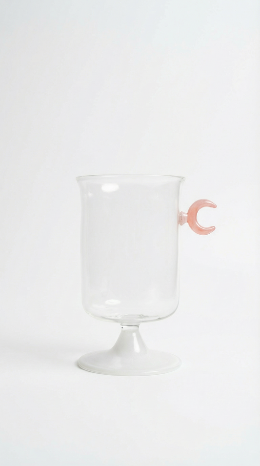 Blown Glass Cup, Pink Moon Handle - Ramadan 26