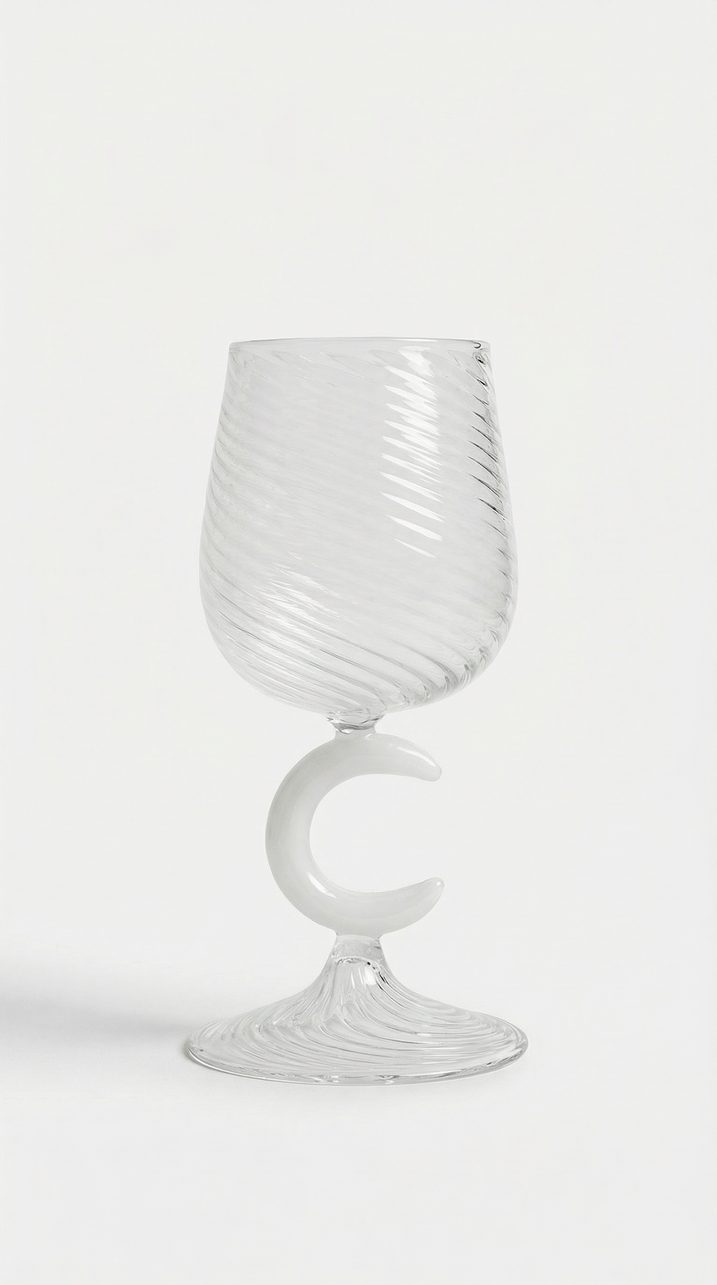 Blown Glass Cup, White Moon - Ramadan 26