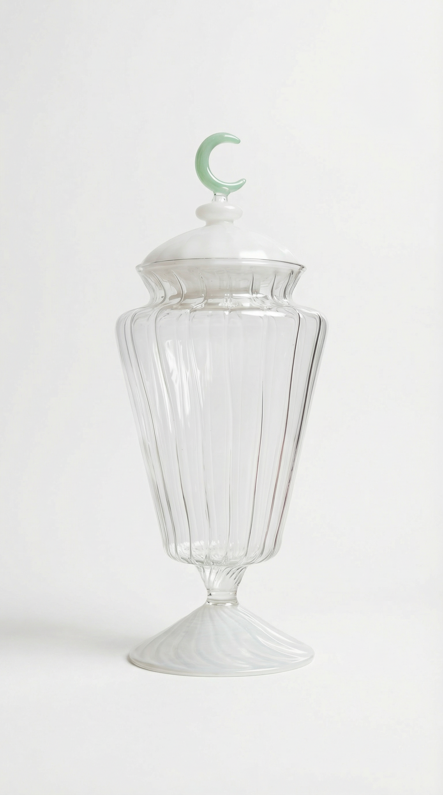 Blown Glass Sweets Fanoos, Green Moon - Ramadan 26