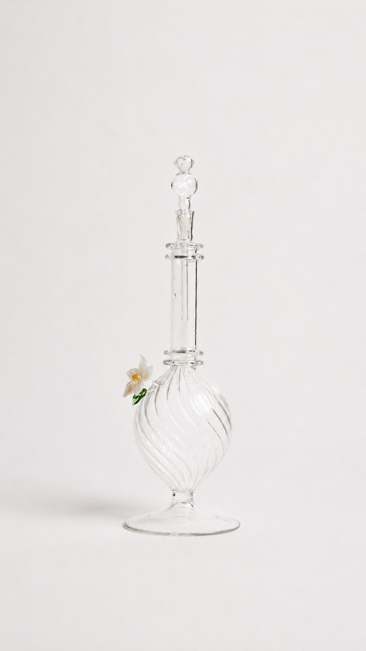 Orange blossom blown glass dispenser by By Lea Sfeir for elegant hosting and refined table décor